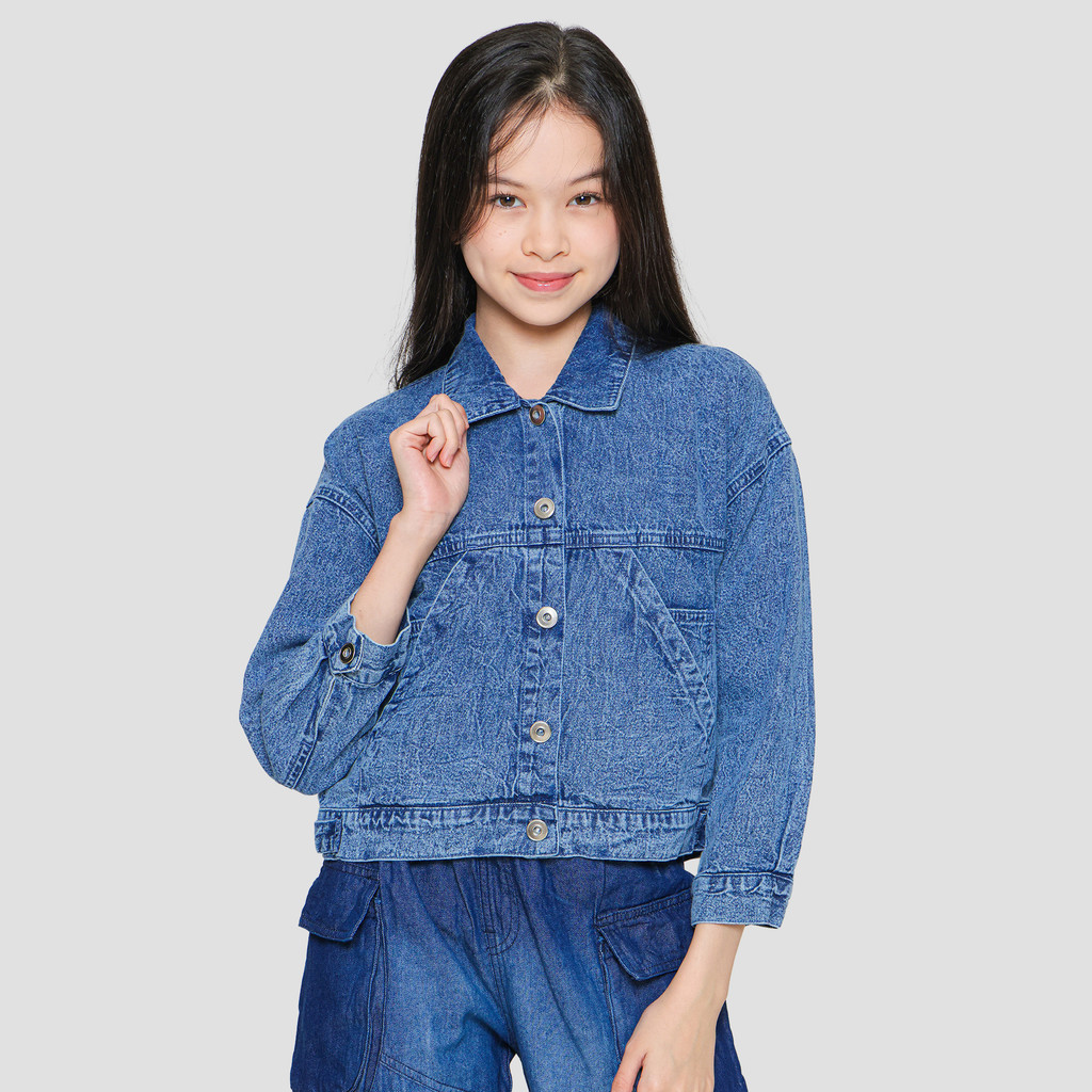 Nevada Crop Acid Jaket Denim Anak Perempuan 121756468