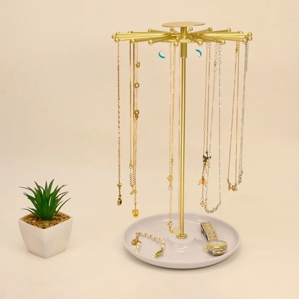 

1 new desktop chassis rotatable jewelry rack suitable for necklace organizing and storage rack chassis can store watches