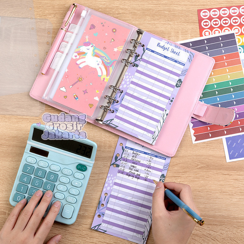 

Binder Polos A6 PU Leather Loose Leaf Notebook Zipper Bag Macaron Hand Ledger 31 pcs
