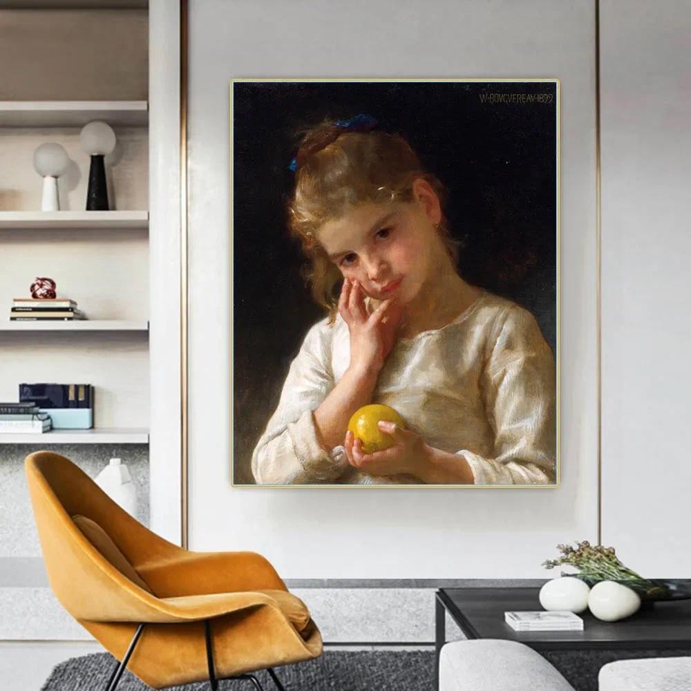 

William Bouguereau " Lemon " Canvas Oil Painting Aesthetics Artwork Picture Poster Print Wall Decor Home Living Room Decoration