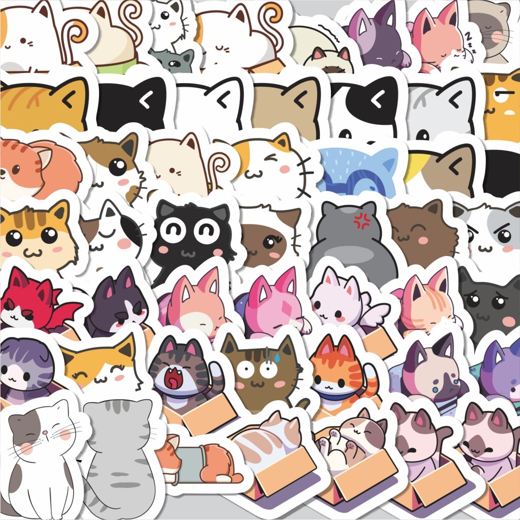 

Stiker Cutting Pack Stiker Super Kawai Kitties [Kucing Lucu] Isi 100Pcs Series Aesthetic Lucu Keren Untuk Koper Bahan Vynil