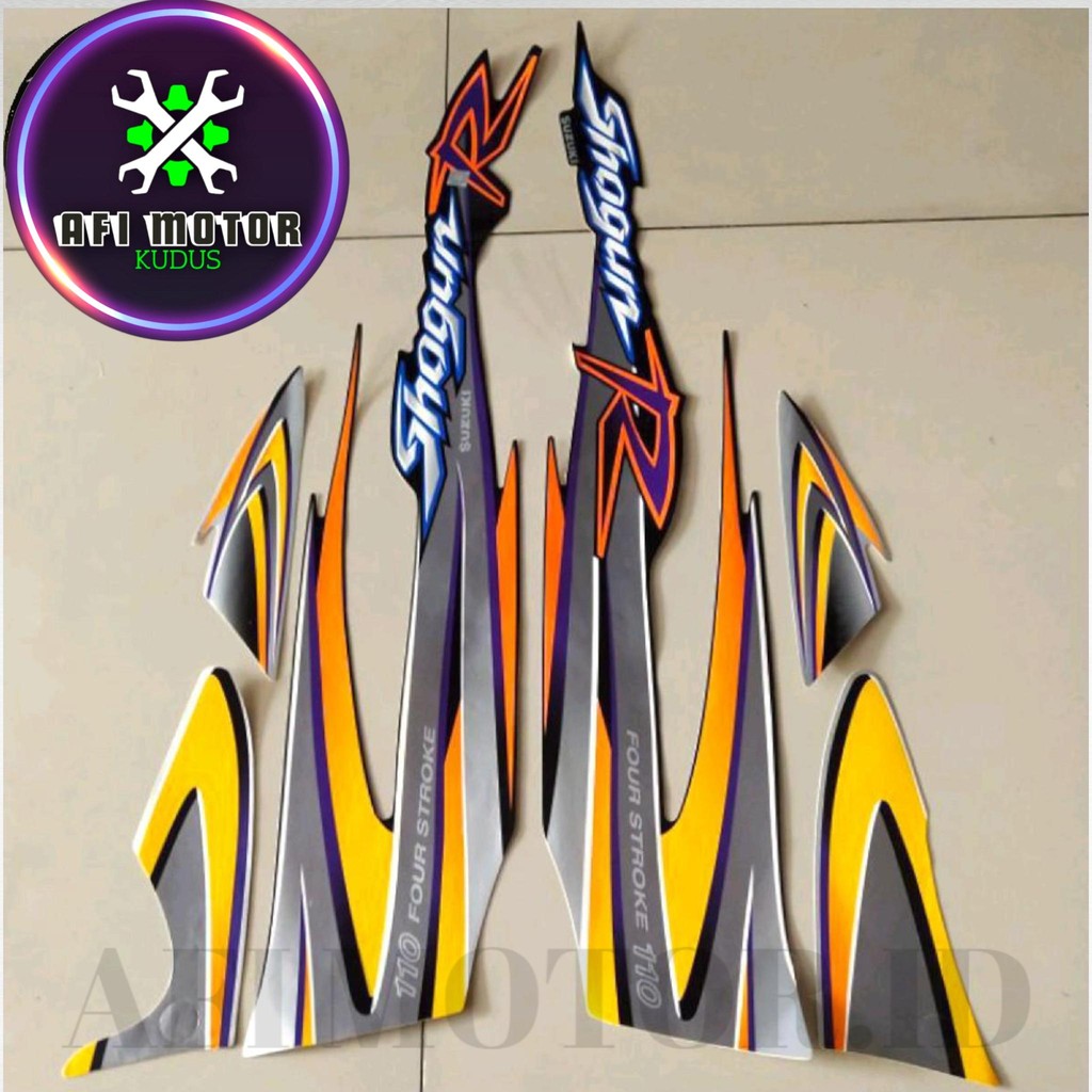 Striping Stiker Polet Motor SUZUKI Shogun 110 r 2001 2002 Hitam Silver Body Bodi Full Set Standar Pr