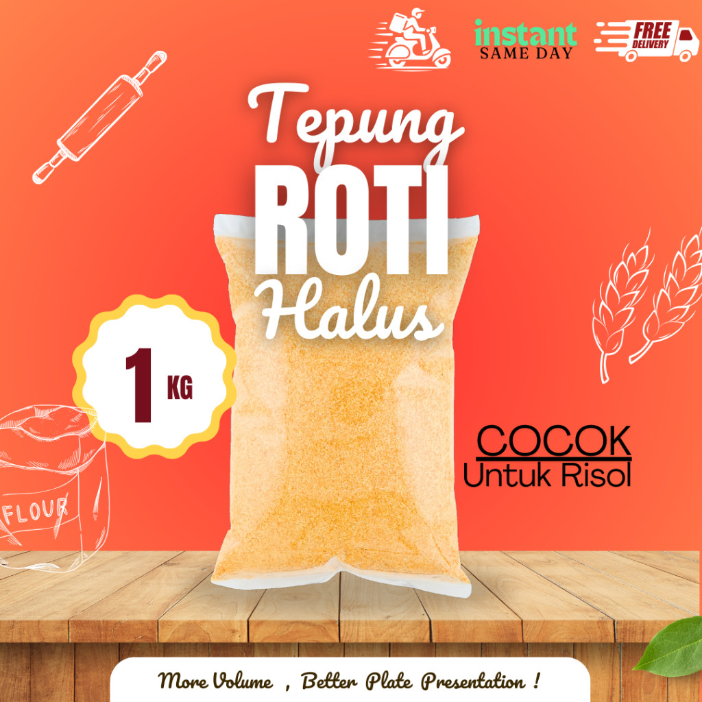 

Tepung Roti HALUS / Panko / Breadcrumb / Tepung Panir HALUS MIX 1 kg