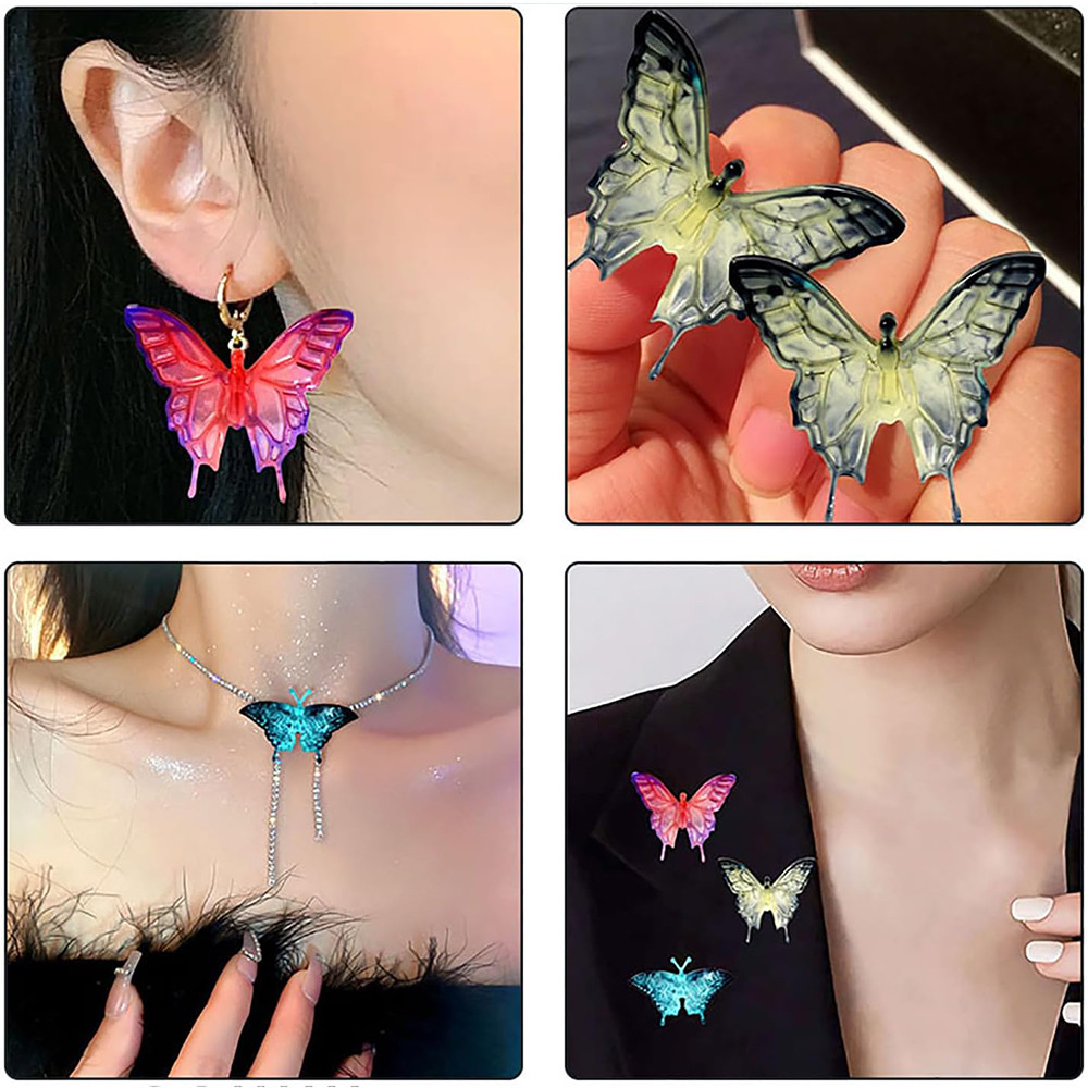 

Butterfly Silicone Pendant Mold DIY 6 Styles Butterfly Keychain Earring Brooch Necklace Jewelry Crafts Making Epoxy Resin Mould