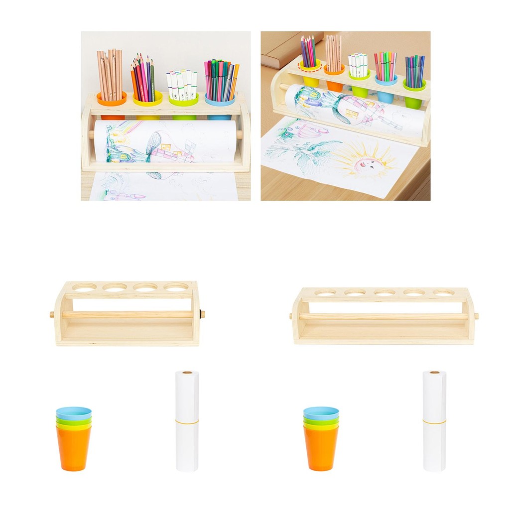 

Kids Painting Easel with Paper Roll Crafts Includes 4 Coloring Pen Cups Children Painting Easel Paper Roll Easel for Artists