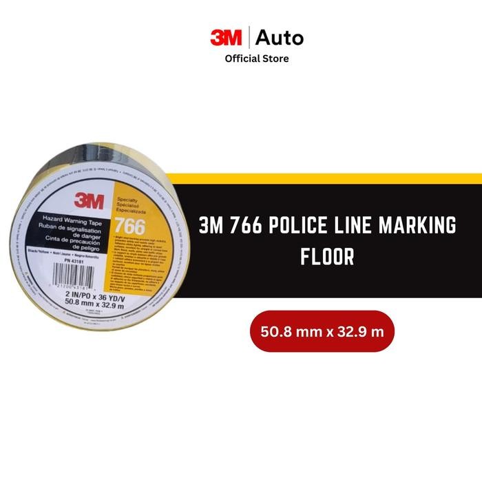 

3M 766 Lakban Police Line Tape Marking Floor Hitam Kuning - 48mm x 33m - Warna Terlaris