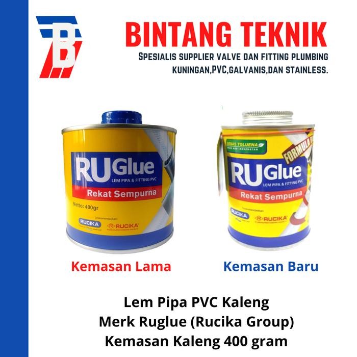 

Lem PVC Kaleng Merk RUGlue (Rucika) 400 Gram Terlaris