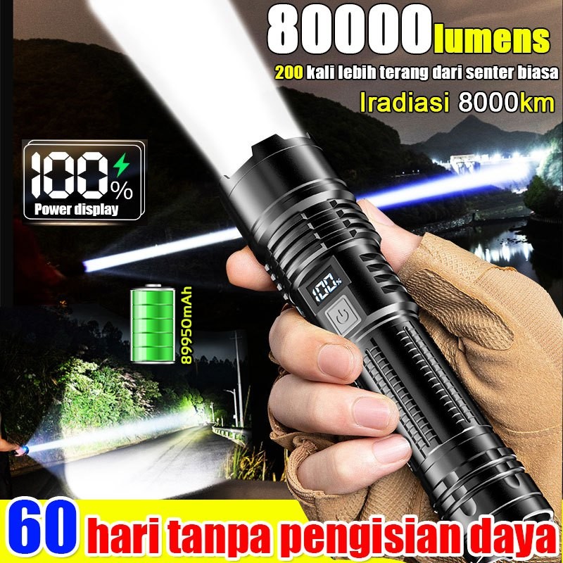 100000 lumens Yang paling terang di seluruh jaringan senter kepala tahan lama 100 jam Sangat terang 