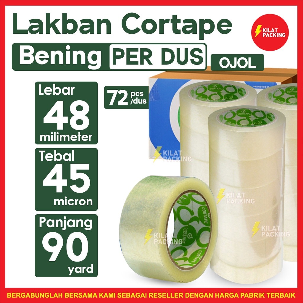 

Lakban Cortape Bening 48 mm x 90 yard 1 Dus-GRAB/GOJEK