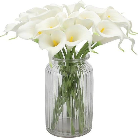 White Calla Lily 10Pcs Artificial Flowers Bouquet for Wedding Bride Shower Blessing Gift Home Decora