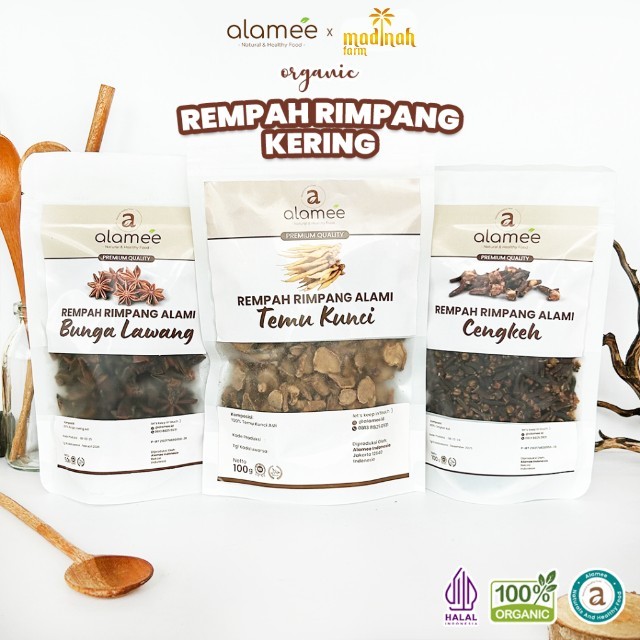

ALAMEE Rempah Kering Bumbu Dapur 100gr Kencur Alang Alang Kayu Secang Bunga Lawang Cengkeh Ketumbar naturalsupply madinah