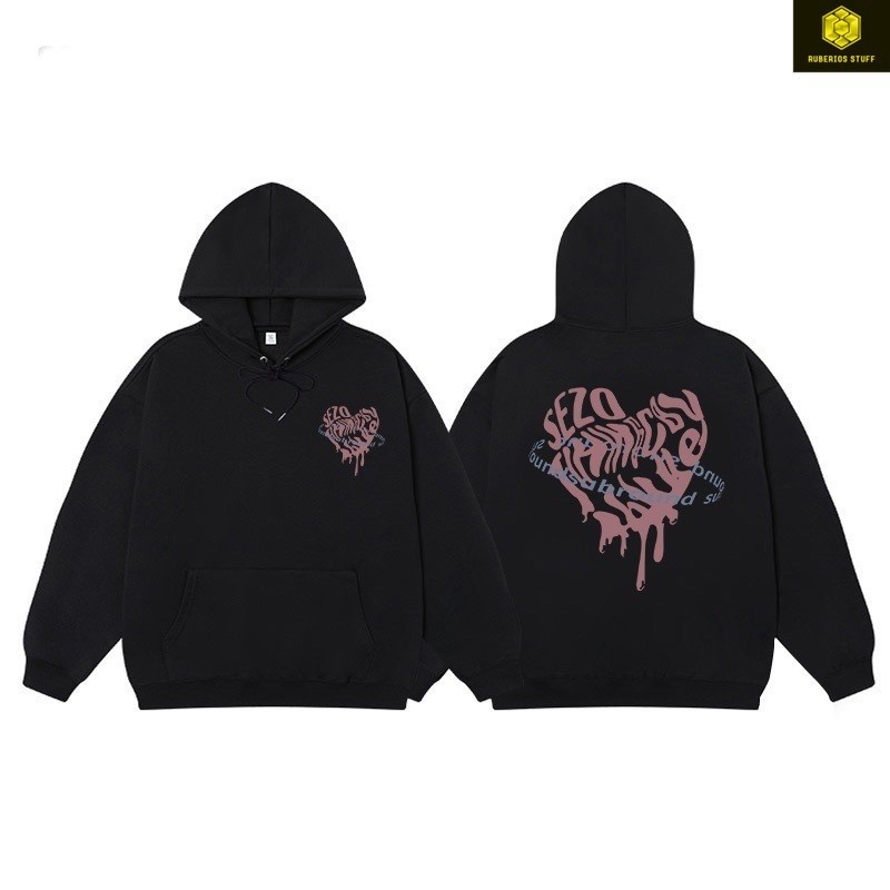 The Monseur Gallery Hoodie Wanita Oversize Korean Style Pink Love | Hoodie Couple Hitam