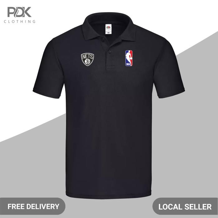 Polo Shirt Pria Baju Kaos Kerah Basketball NBA Nets Brooklyn Kaos Basket Kaos Big Size -