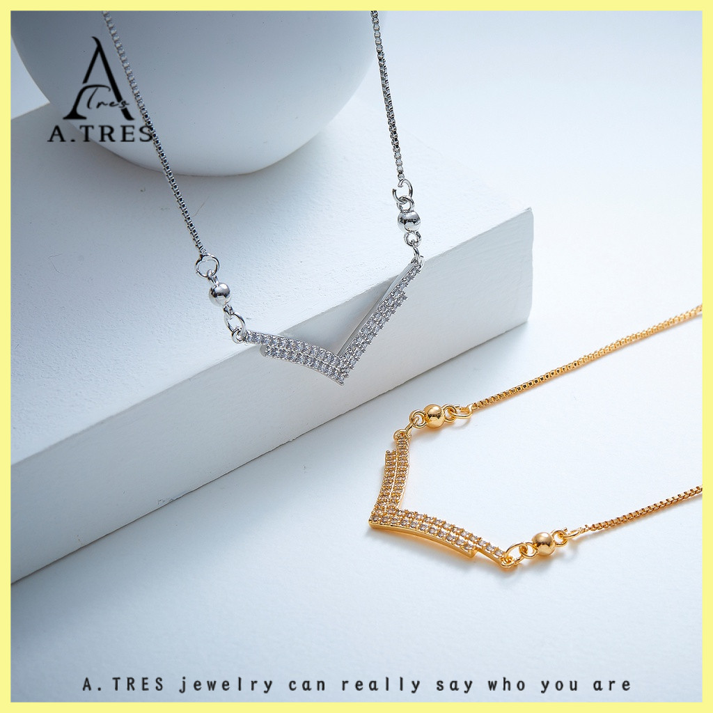 A.TRES Kalung Titanium Kupu Kupu Perhiasan Wanita Kalung Titanium Asli Kalung Clover Kalung Layer Ka