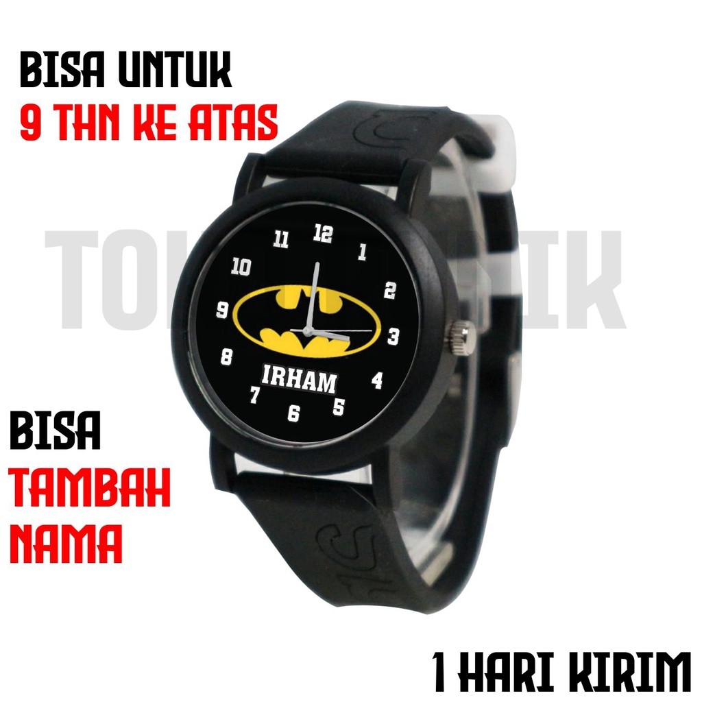 Jam Tangan Anak Laki Custom Nama | Motif Batman Robot | Hadiah Anak SD Karakter Kartun Hero/Terbaru