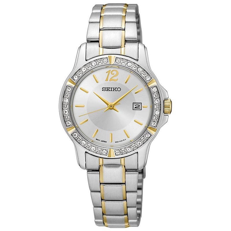 JAM TANGAN WANITA SEIKO SUR718P1 SUR718 P1 SUR718 DIAMOND ACCENT SILVER DIAL TWO TONE STAINLESS STRA