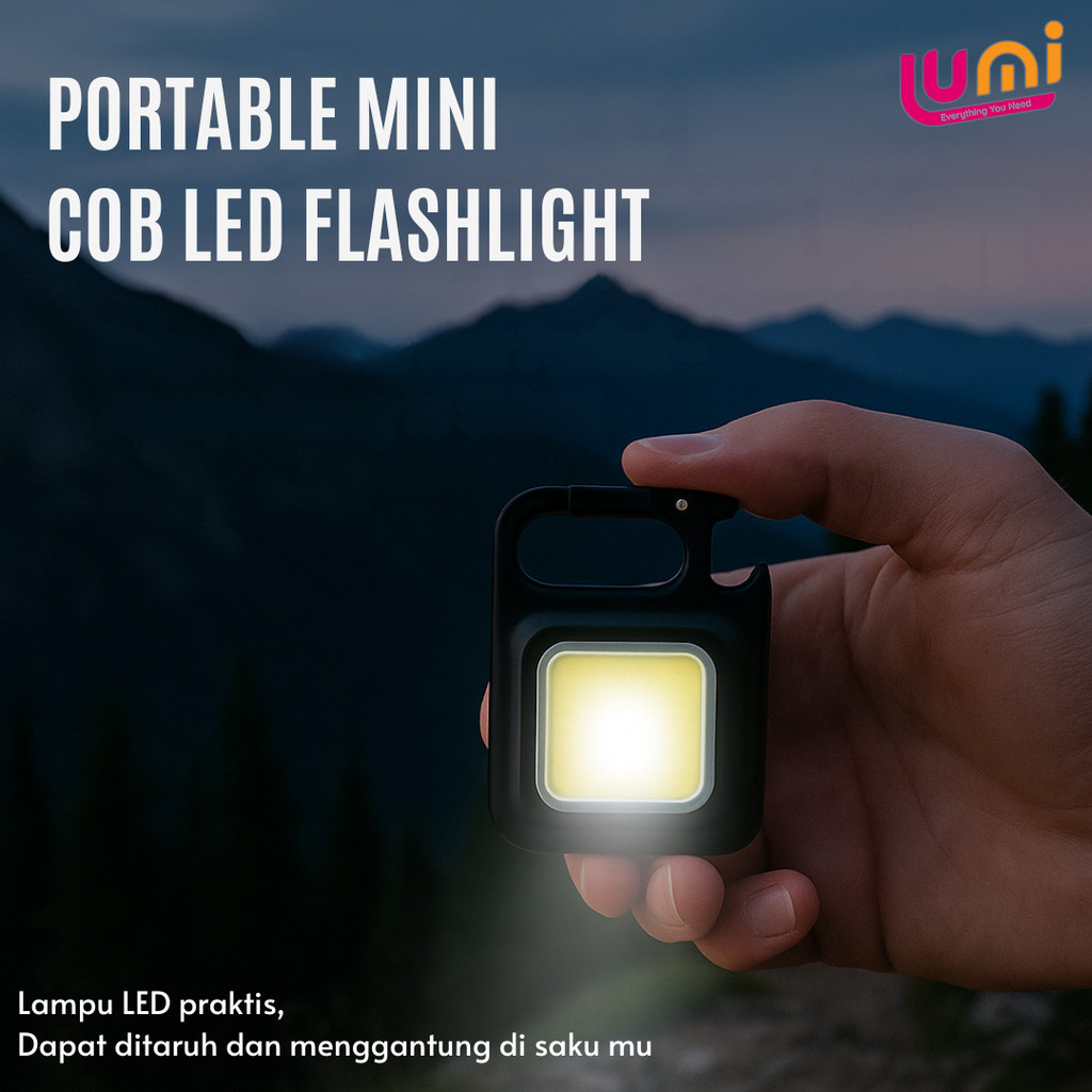 Keychain Light COB Rechargeable - Lampu Gantungan Kunci Senter - Lampu LED mini USB Portable - Lampu