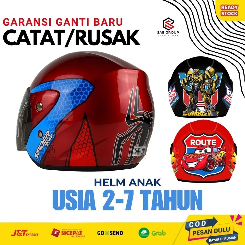 Helm Anak Kecil Laki Laki Lucu SNI Umur 1 2 3 4 5 6 7 Tahun Ringan Dan Nyaman