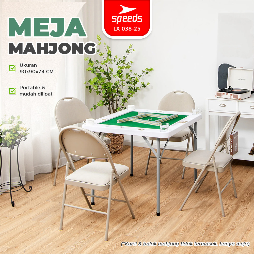 SPEEDS Meja Lipat Mahjong Mahyong 90x90x74cm Meja Board Game Permainan Indoor Outdoor Piknik Serbagu