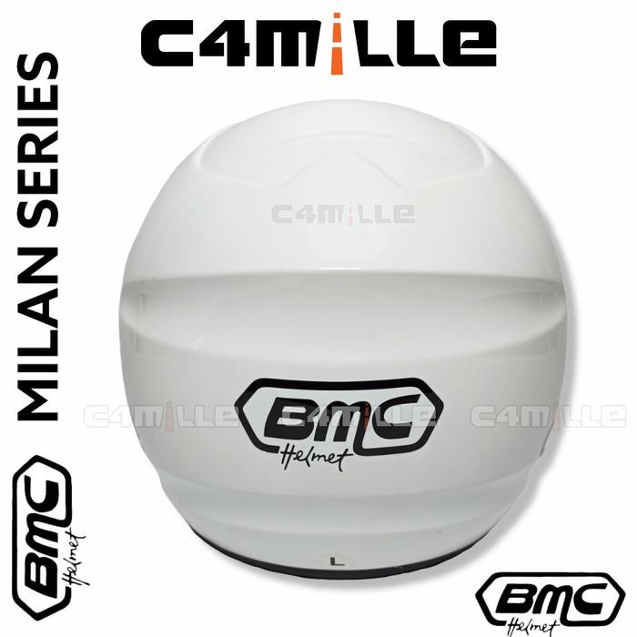 HELM BMC MILAN SOLID WHITE HALF FACE KACA CLEAR SINGLE VISOR