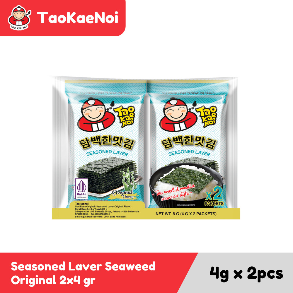 

TaoKaeNoi Rumput Laut Seasoned Laver Seaweed Original 2x4 gr