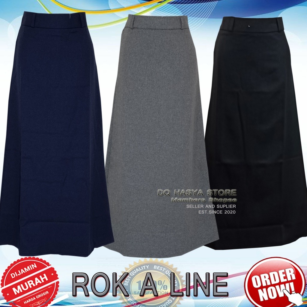 Rok Kerja Panjang Hitam A Bahan Formal Kantor Rok panjang Bentuk A