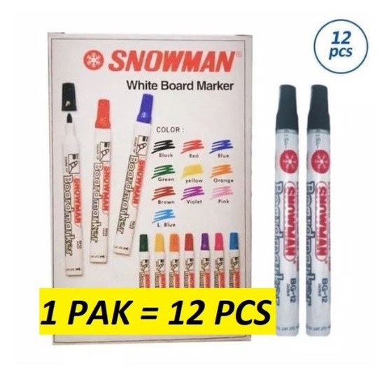 

(12pc) SPIDOL WHITEBOARD SNOWMAN BG 12 / SEPIDOL PAPAN TULIS ABG 12 / SPIDOL PAPAN TULIS BISA DIHAPUS