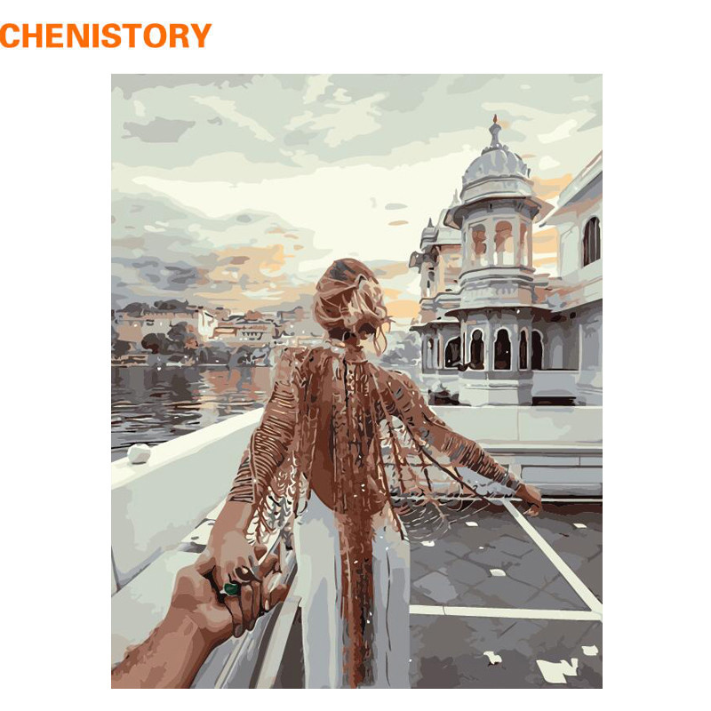 

CHENISTORY Frame 60x75 Picture Romantic DIY Painting By Number Modern Wall Art Handpainted Oil Painting On Canvas For Home Decor