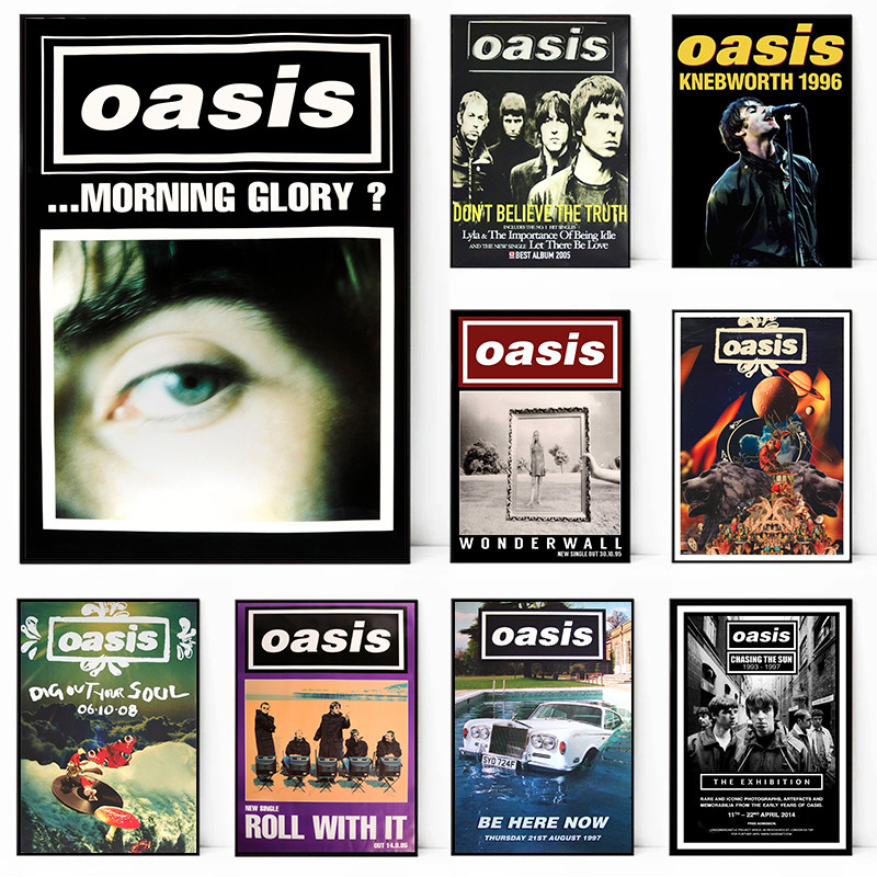 

Oasis band Poster Hot Music Poster Album Canvas Printing Poster Wall Art Decor Black and White For Home Living Room Decoration