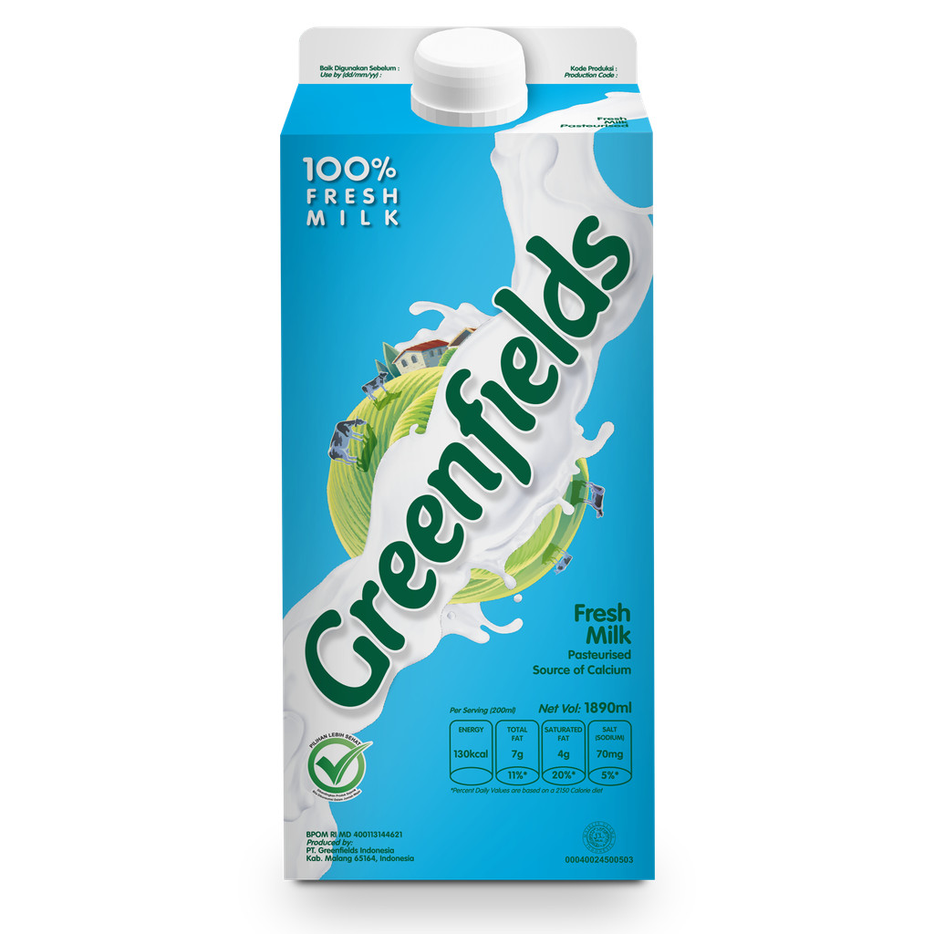 

Greenfields Fresh Milk Full Cream 1.89 L - Susu Segar Pasteurisasi