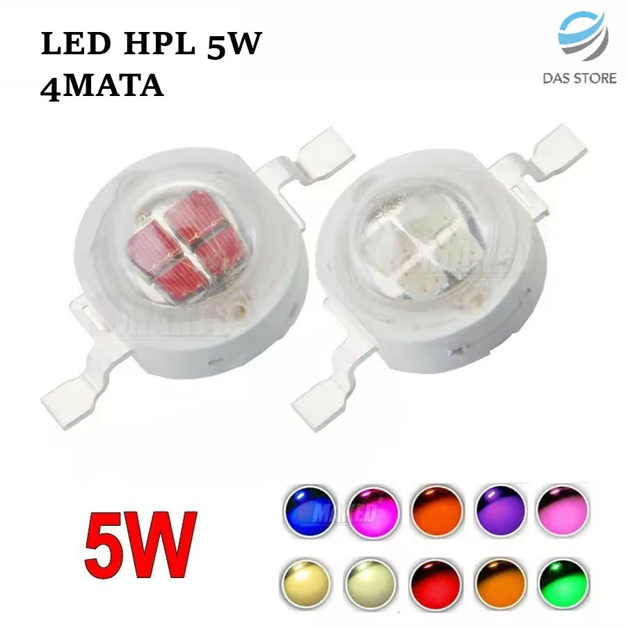 Led HPL 5Watt 200-250LM 4 Mata Ful Spectrum Kuning Merah Biru
