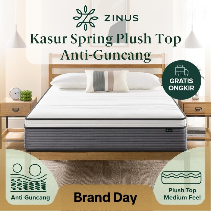 Kasur Spring Bed Zinus Plush Top / Euro Top / Motion Isolation / Mattress In a Box Busa Furniture - 