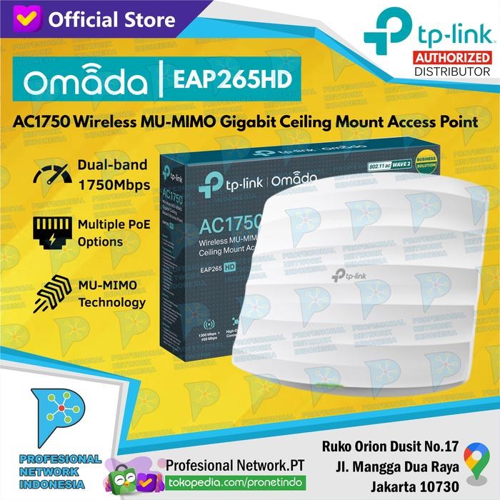 TP-Link EAP265 HD TPLink AC1750 Wireless MU-MIMO Gabit Access Point