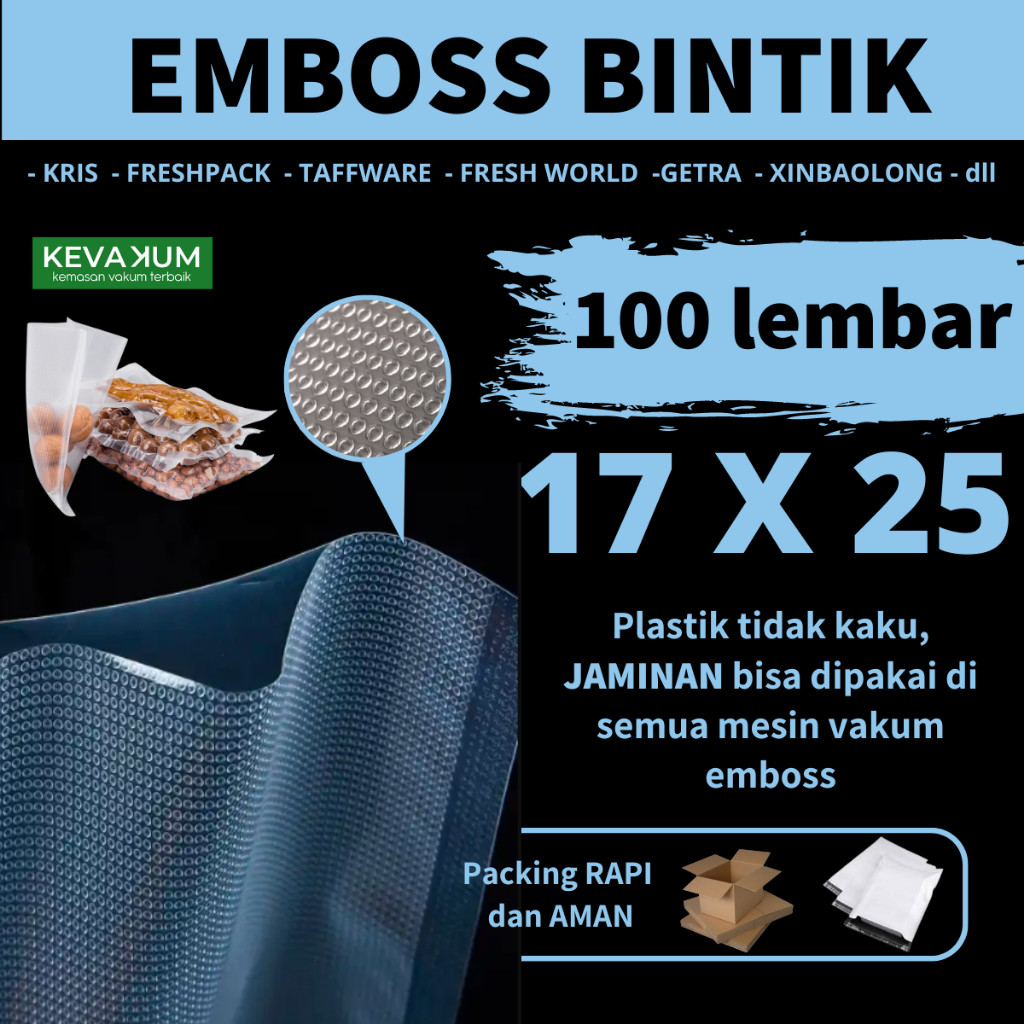 Plastik vacum embos 17X25 Isi 100 Plastic Vacum Embos Bintik Vakum Embossed