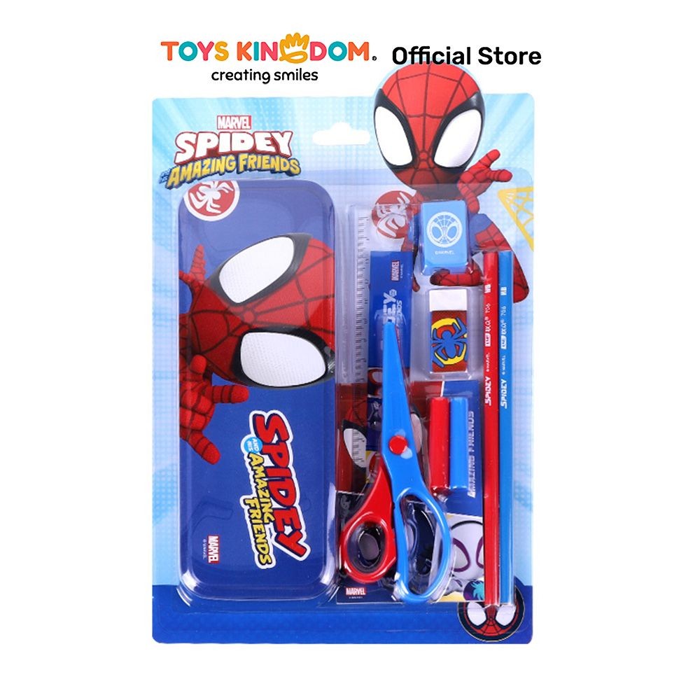 

Toys Kingdom Kiddy Star Unimass Set Alat Tulis & Tempat Pensil Spiderman - Biru/Merah Kit Stationery Kotak Pensil Gunting Penghapus Penggaris Pensil Rautan Peralatan Dan Perlengkapan Tulis Sekolah