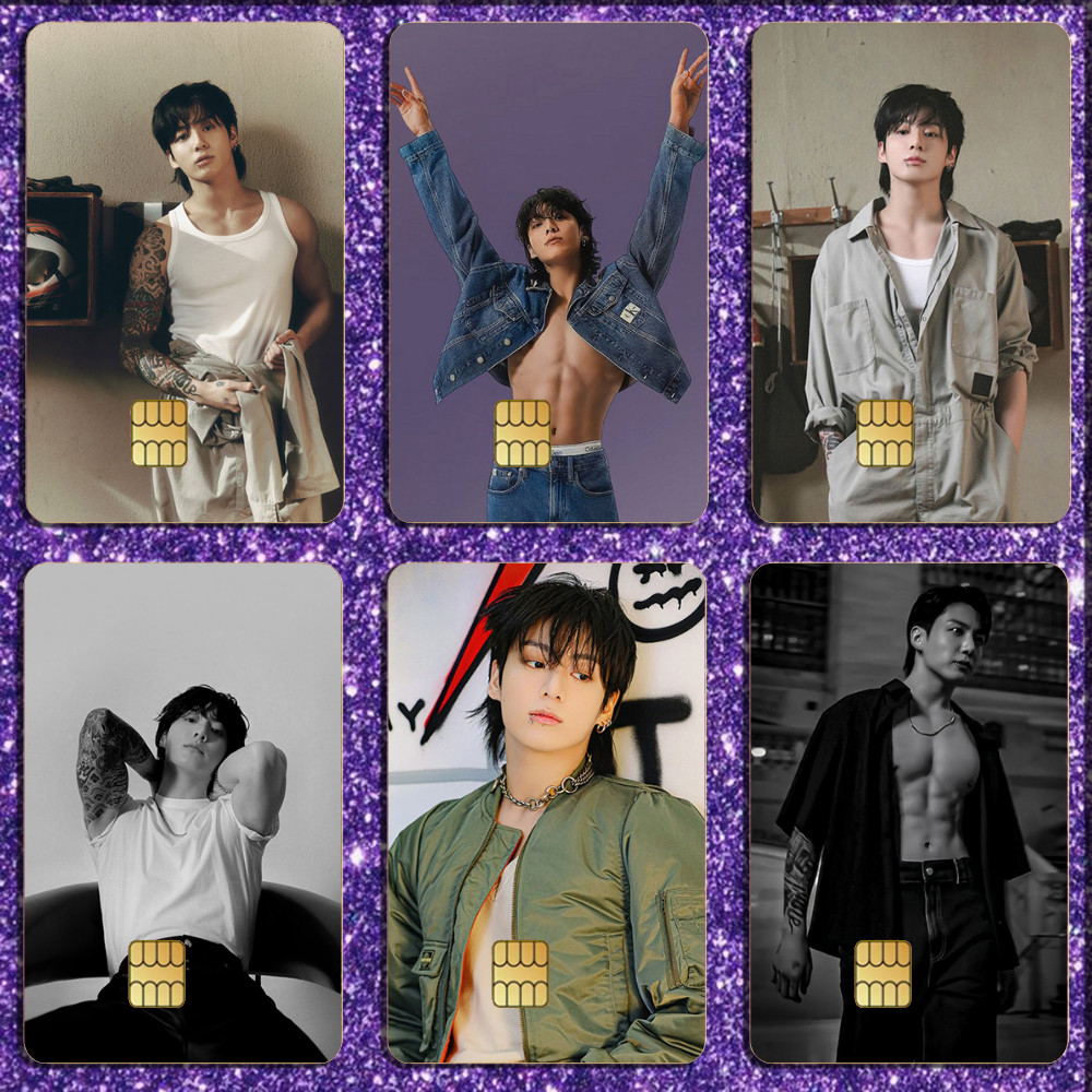 

SINGER J-JungKook Stickers For Debit Bank Credit Cards Metro Bus Pass Sticker Decoration Cover 4PCS Card Skin