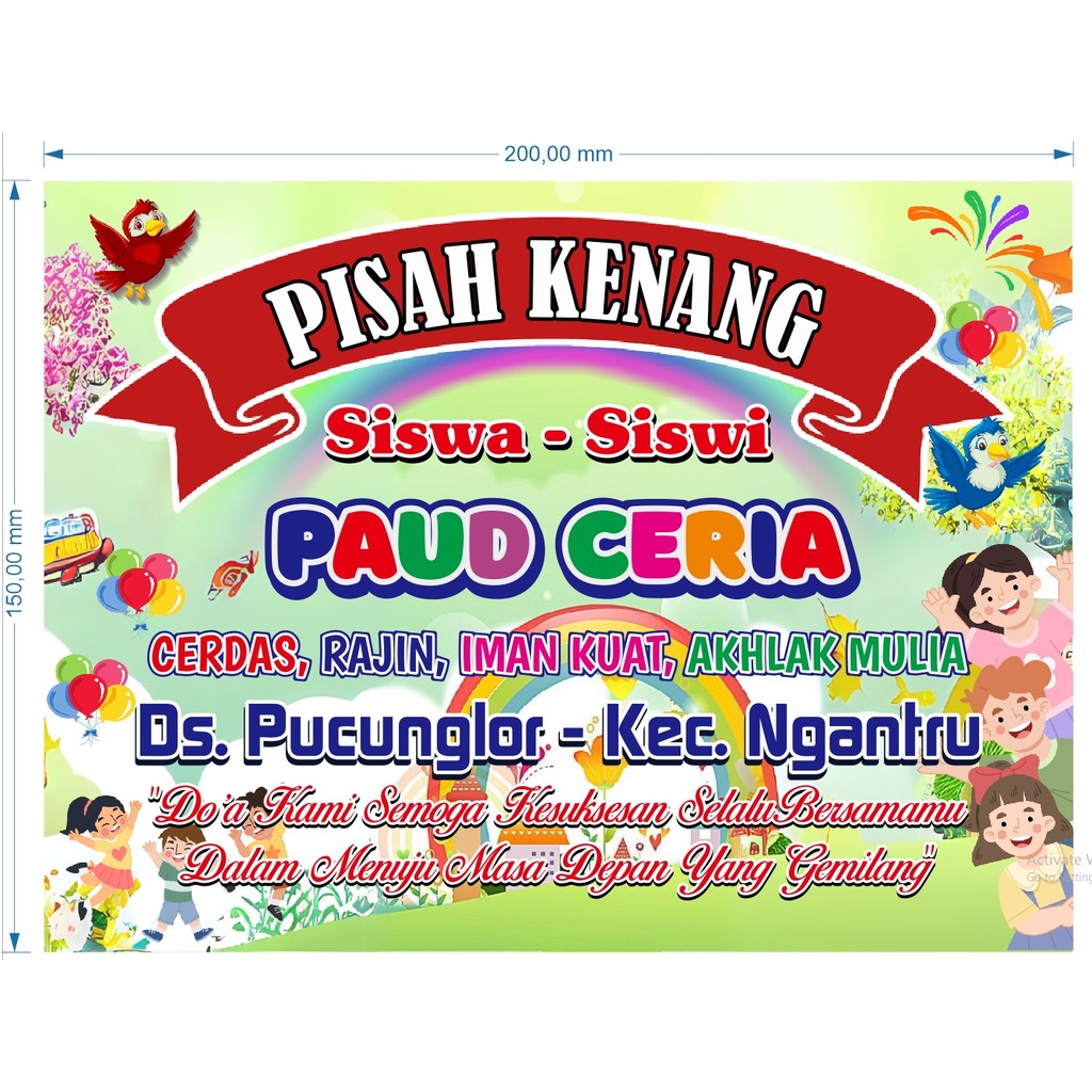 BANNER PERPISAHAN SEKOLAH SEHARI JADI/ BANNER WISUDA SEKOLAH / BANNER PELEPASAN SISWA/BANNER TASYAKU