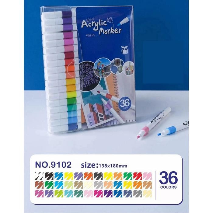 

TERLARIS! （COD）Spidol Acrylic Marker Painer / Grasp Acrylic Markers / Pen Akrilik Marker Painter Set / Pulpen Warna Tahan Air Dan Tahan Lama Stationery - New version 36 color