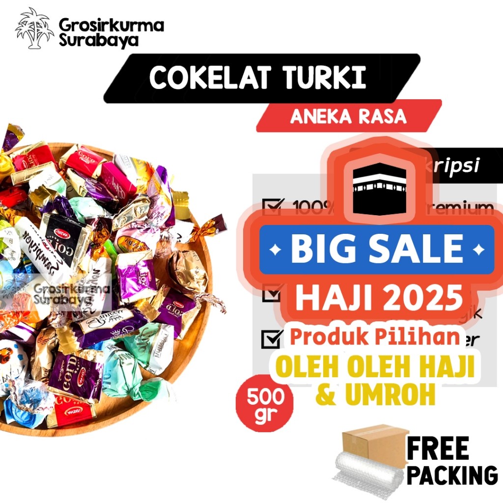 

COKELAT TURKI Premium 500Gr Khas Arab Saudi Untuk Oleh oleh Haji Umroh Sumber Moodbooster Valentine