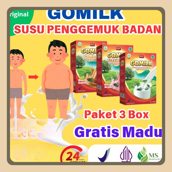

[ PAKET 3 BOX GOMILK GRATIS MADU ] [ BISA COD + GARANSI ] GOMILK Susu Kambing Etawa Susu Terbaik untuk Anak untuk Penggemuk Penambah Berat Badan yang Ideal