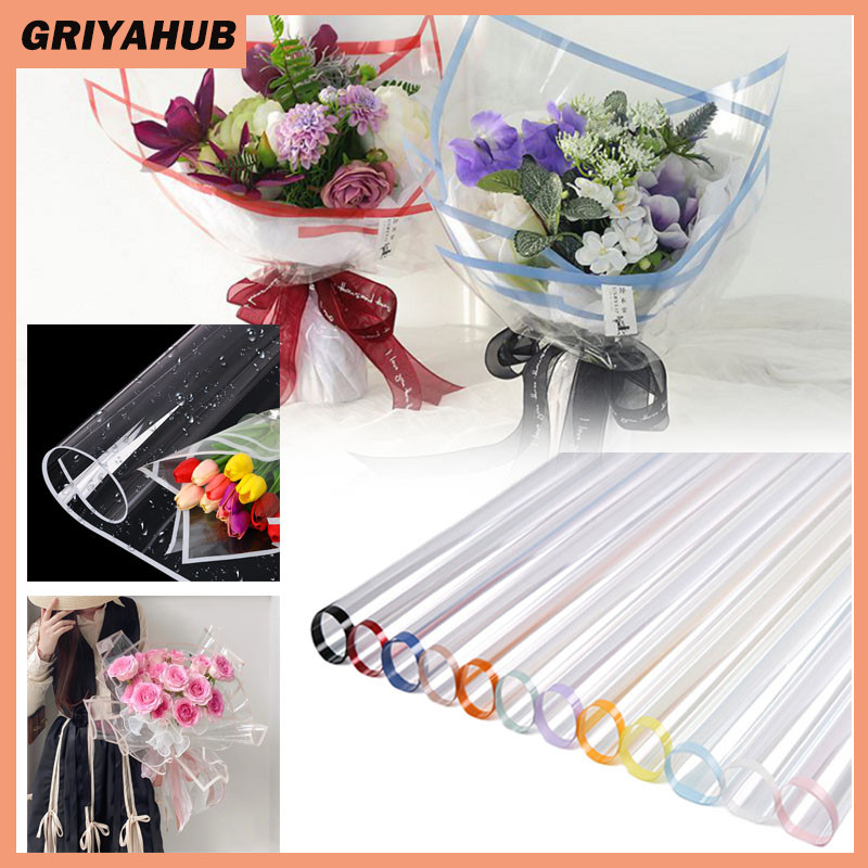 

Flower Wrapping Transparant Line Color Kertas/20 Lembar Cellophane Transparant/Wrapping Paper Waterproof