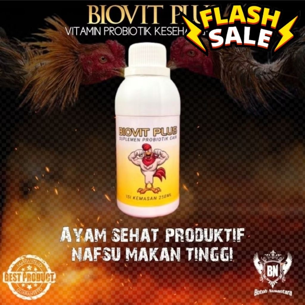 Obat Ayam Jago Garang Vitamin probiotik BIOVIT PLUS 1000ML cair sehat nafsu makan tinggi