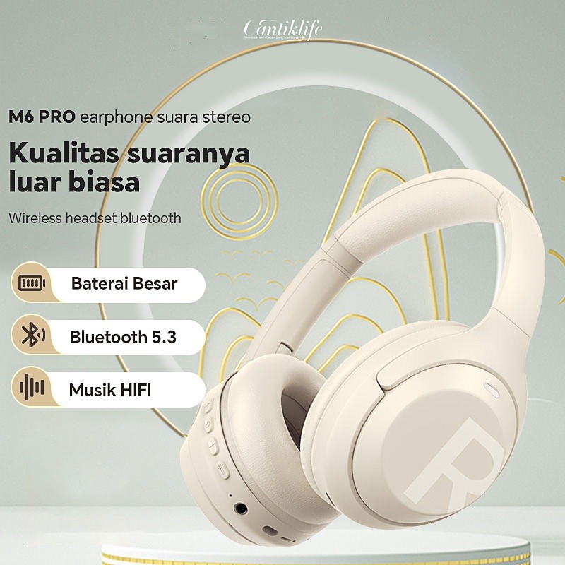 Headset Bluetooth headset M6 pro subwoofer bluetooth nirkabel subwoofer olahraga gaming headset pere