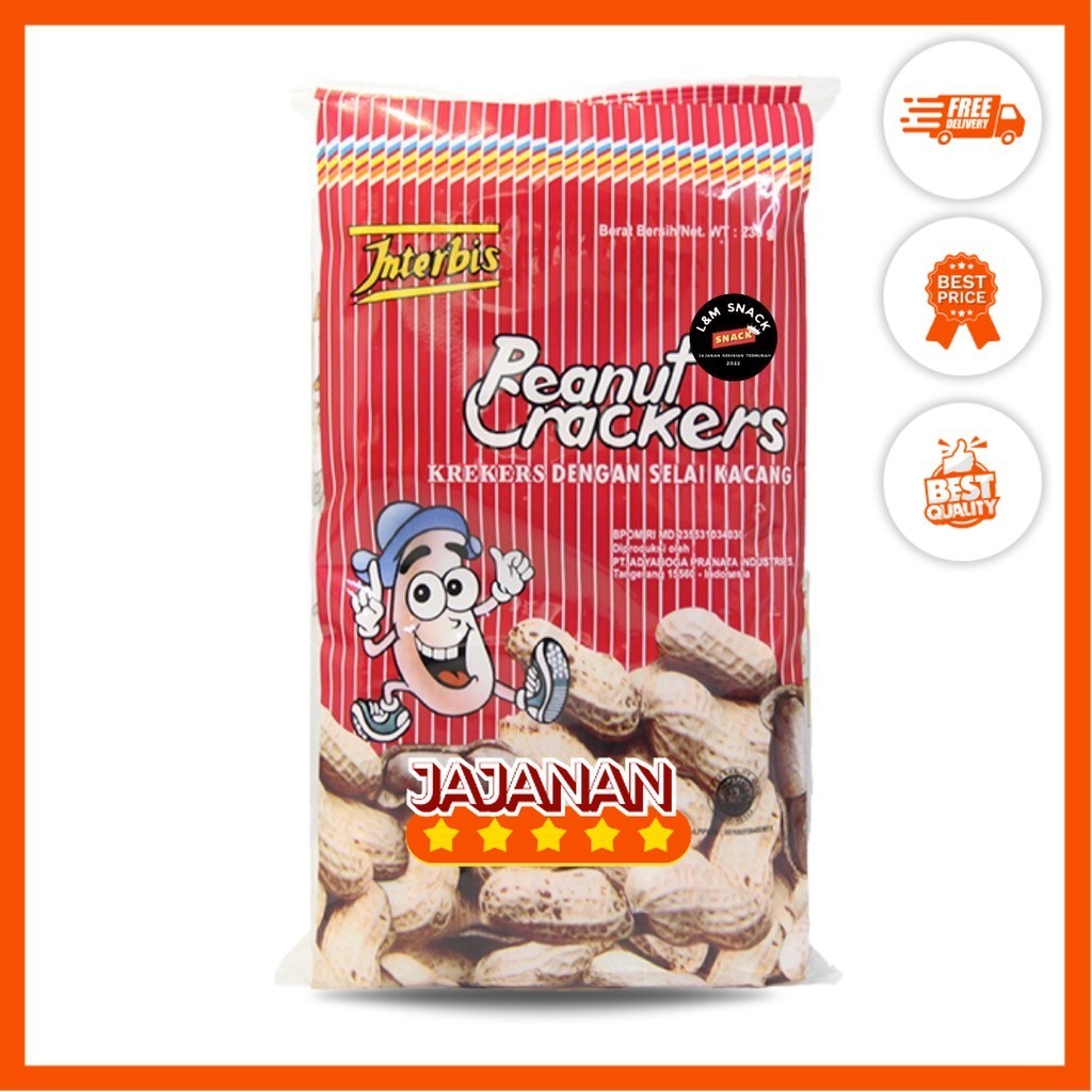 

Interbis Tray Biskuit Peanut Crackers/Coklat Pack @268gr/Renceng @17gr Jajanan Termurah