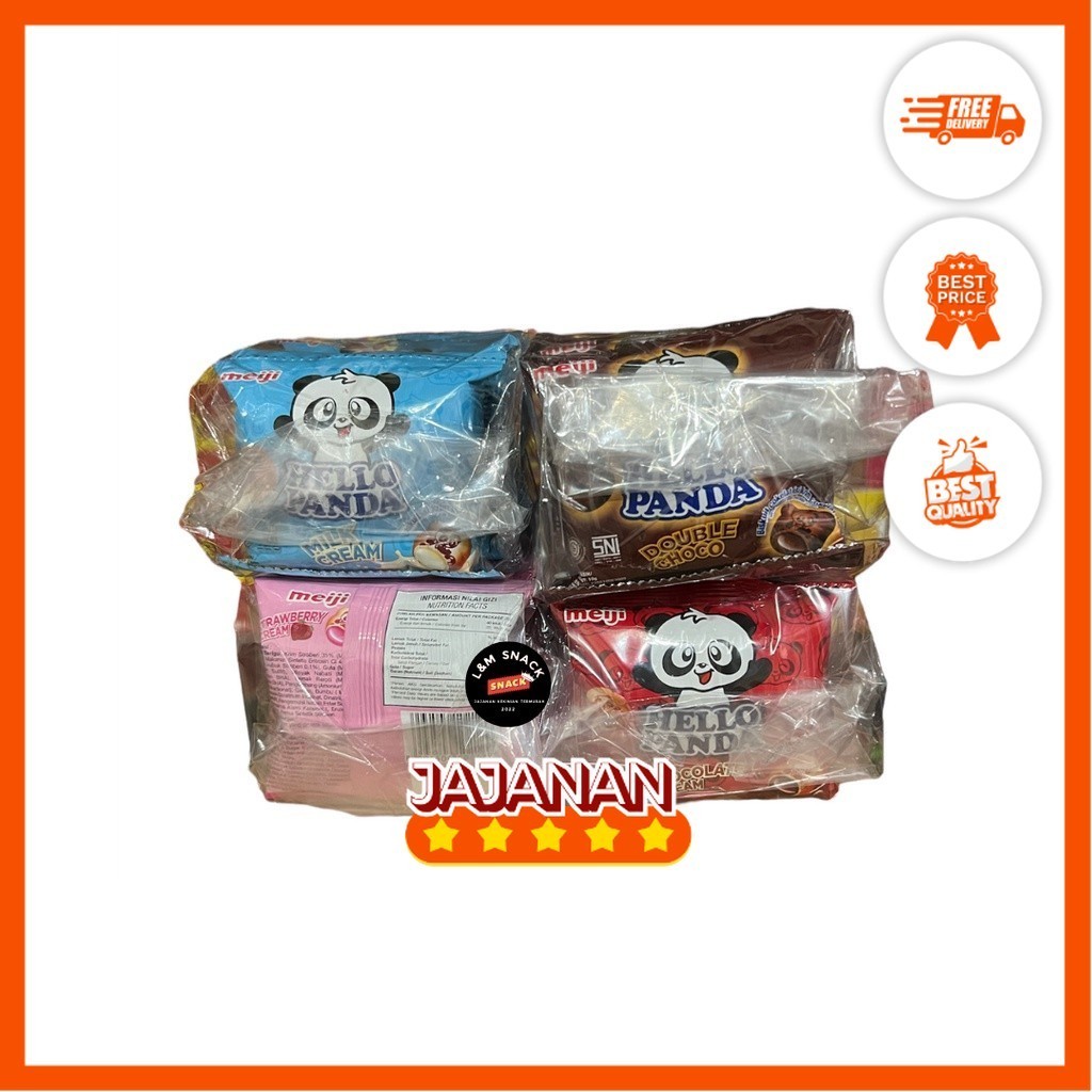 

Hello Panda Biskuit Rasa Coklat/Stroberi/Milk/Double Choco 1 Renceng Isi 10 pcs @10gr Jajanan Termurah
