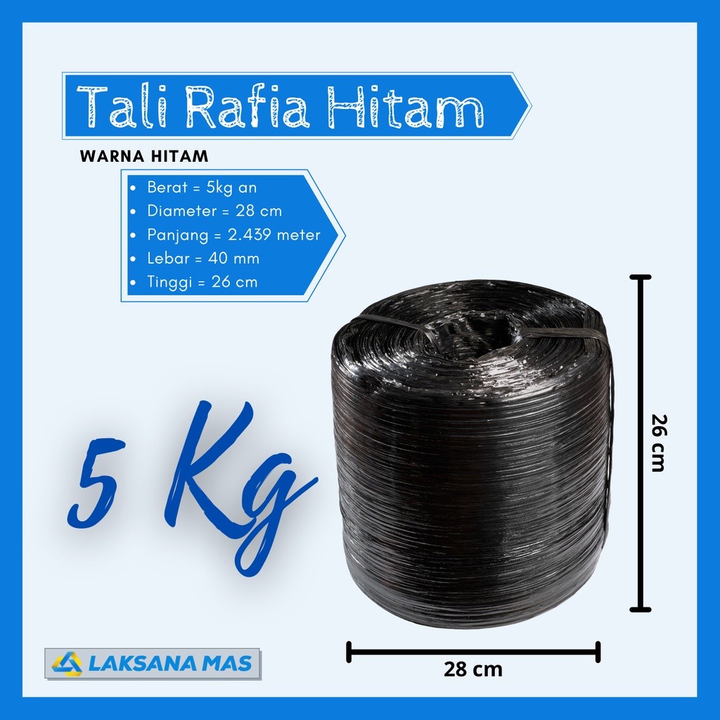 

Tali Rafia Plastik Roll Besar Laksanamas Warna Hitam Pekat Ukuran ±5kg an di Jakarta/Bogor/Depok/Tangerang/Bekasi