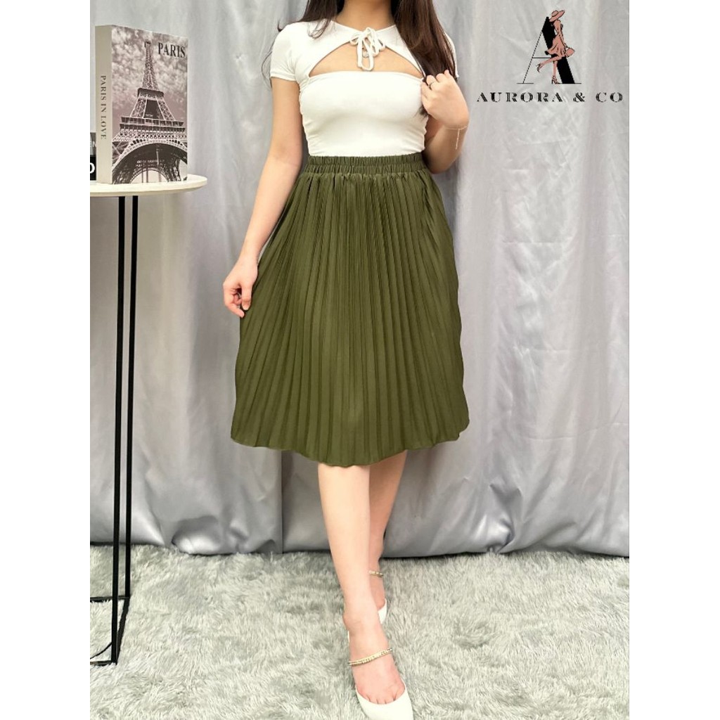 SOCIABLE STORE Rok Plisket Rok Plisket Selutut Rok Wanita Selutut Rok Plisket Pendek
