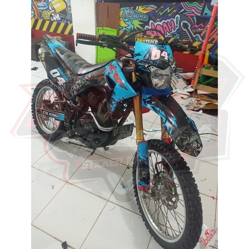 Decal Crf Stiker 150 L Full Body Sticker CRF 150L FullBodi Honda Warna Biru Hitam Request Costume mu