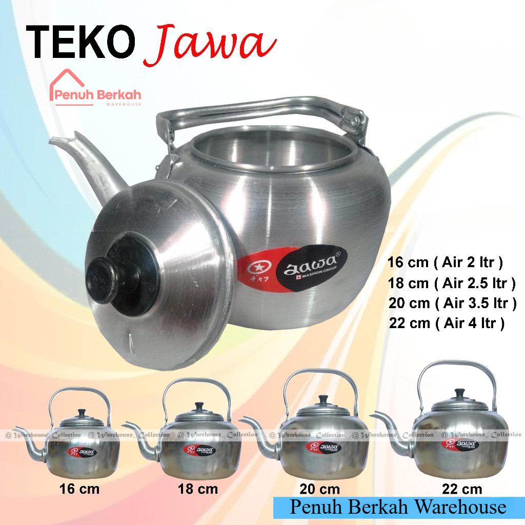 Teko air aluminium 16cm,18cm,20cm & 22cm Cor Jawa Maspion /Ceret masak air/ceret air panas