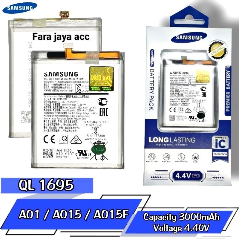 Baterai/Battery Samsung ORIGINAL A01/A015/A015F Model: QL 1695 Batre HP ORIGINAL Samsung